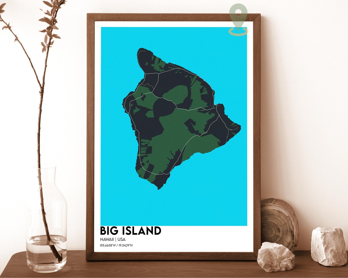 Big Island Hawaii Mustard Yellow Minimalist Island Map Poster - Image 6