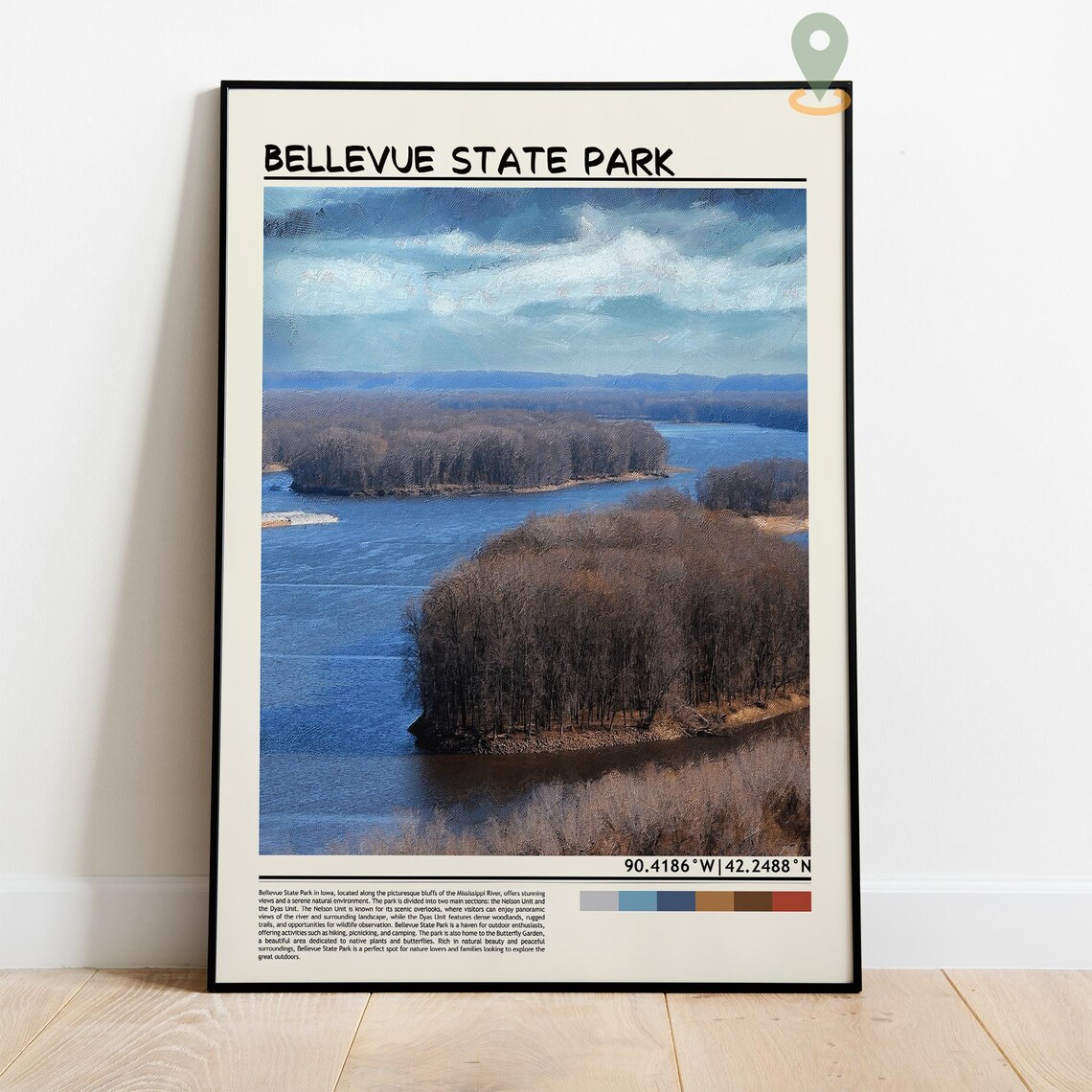Bellevue State Park Mississippi River Bluffs Vintage Travel Poster - Image 2