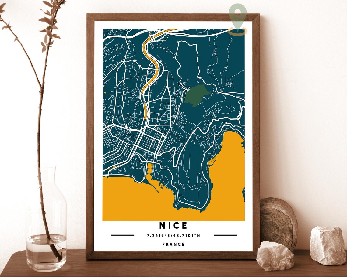 Nice France City Street Map Riviera Modern Art Print for French Riviera Fans - Image 4