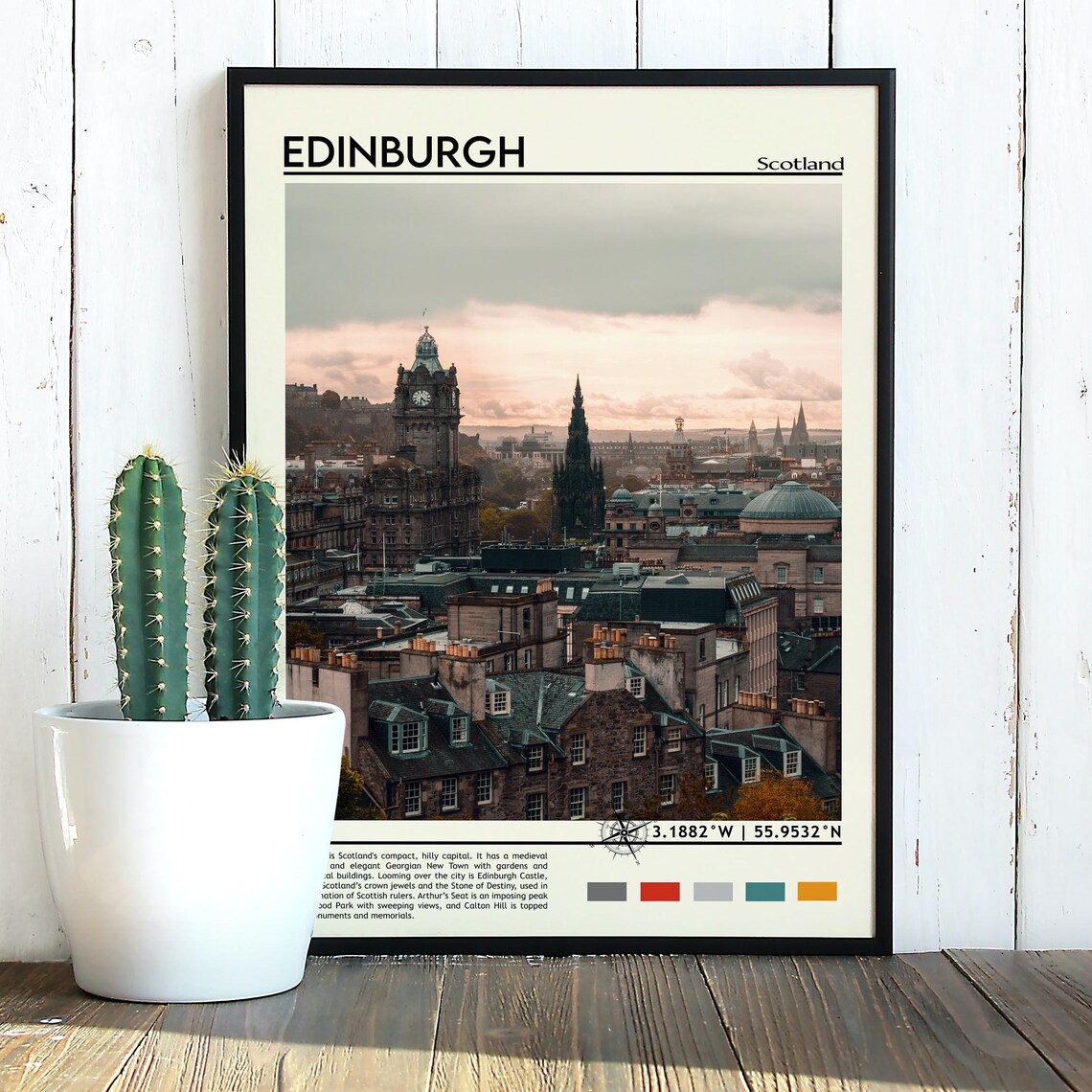 Edinburgh Scotland Old Town Skyline Sunset Vintage Travel Poster - Image 3