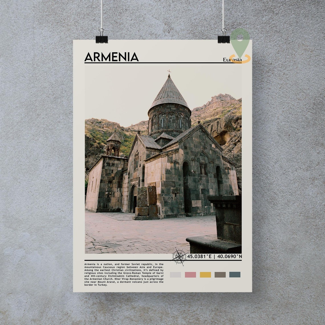 Armenia Print Armenia Art Armenia Poster Armenia Photo Armenia Poster Print Armenia Painting Yerevan Travel Poster Vintage Poster - Image 3