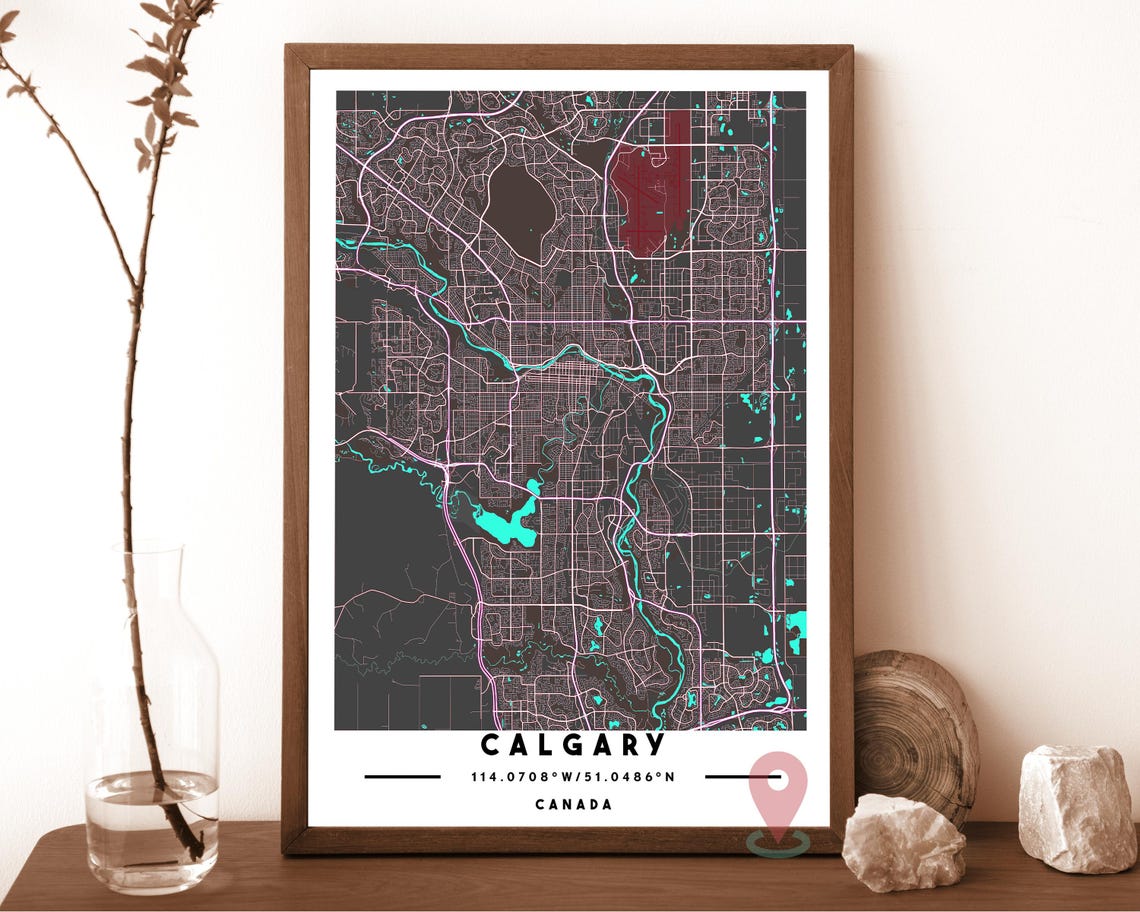 Calgary Canada City Street Map Sepia Brown Poster Wall Decor - Image 4