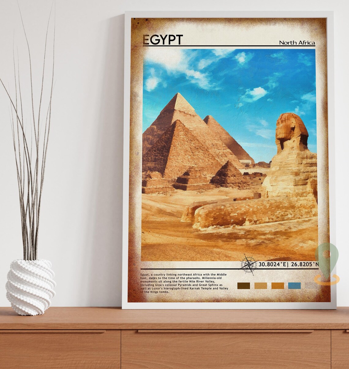 Egypt Giza Pyramids Great Sphinx Desert Landmark Travel Poster - Image 5
