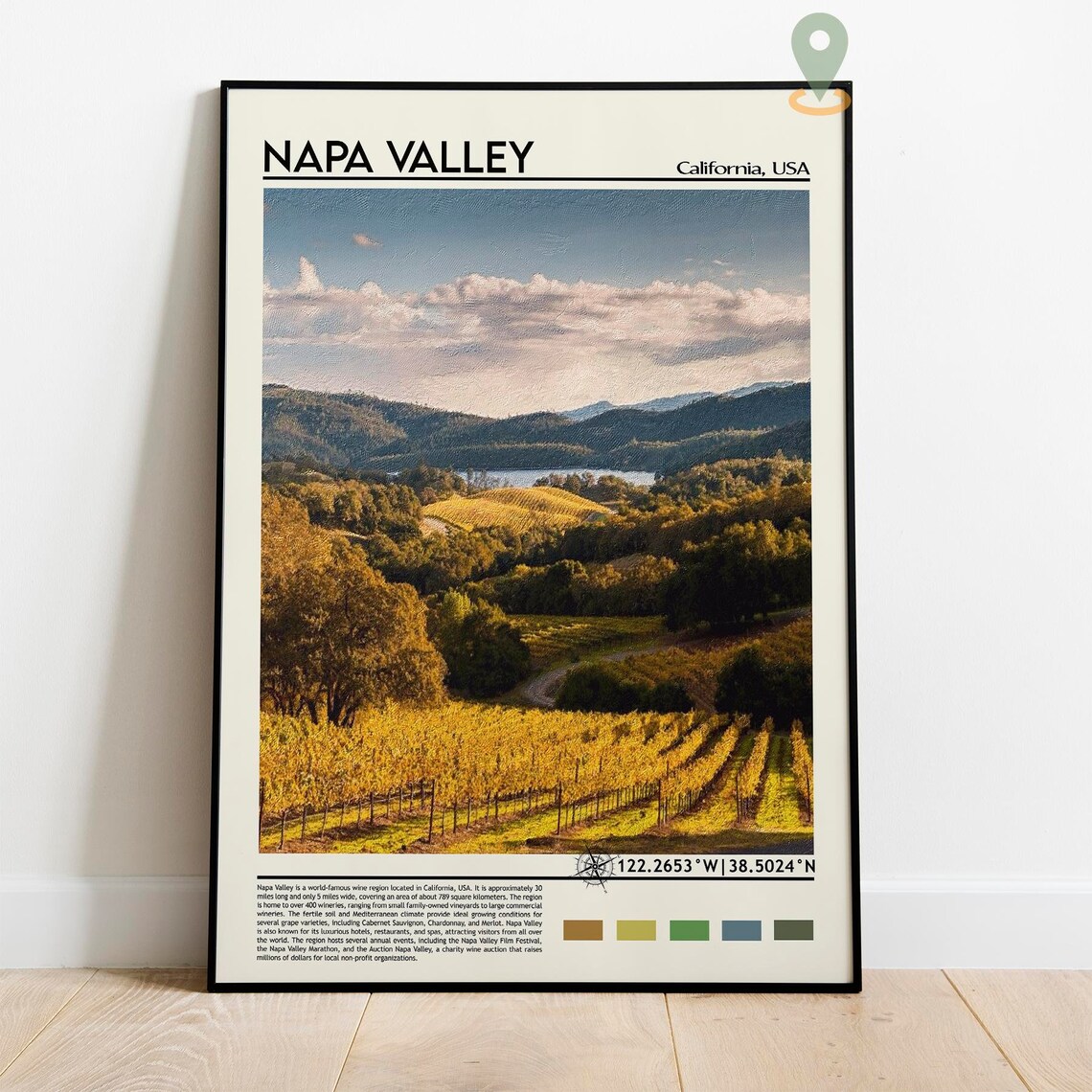 Napa Valley California Vineyard Autumn Hills Wine Country Poster - Image 3