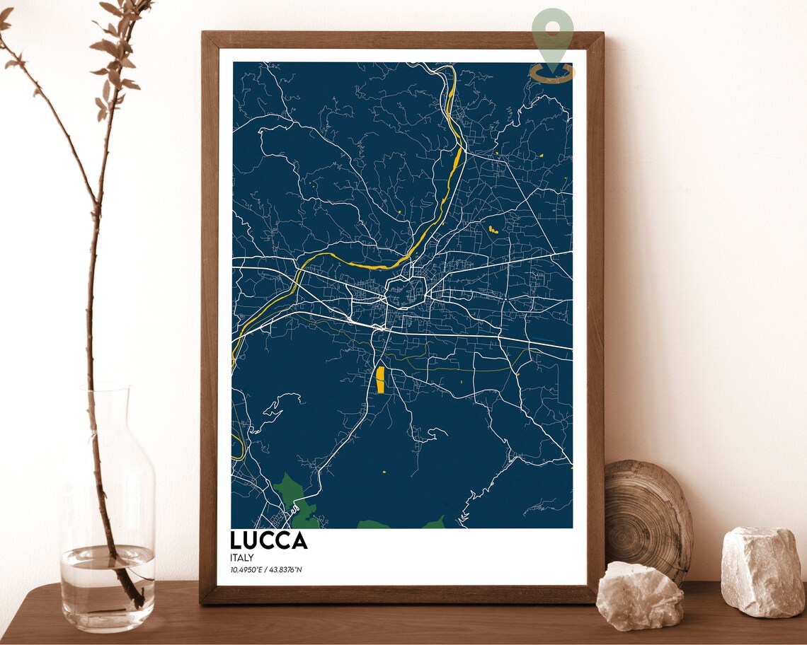 Lucca Italy Crimson Red Minimal Street Map Modern Art Poster - Image 6