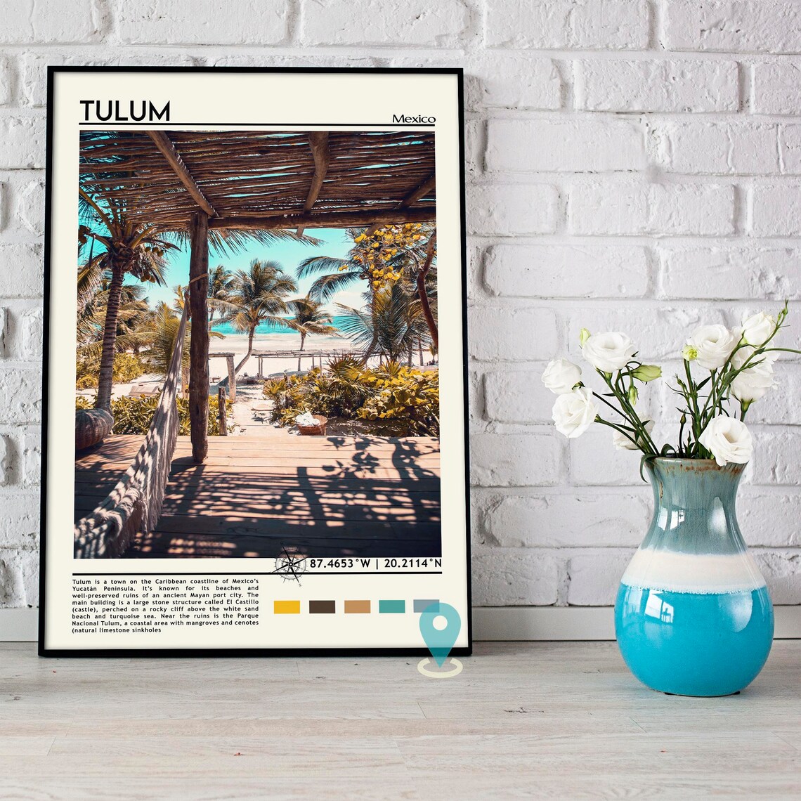Tulum Mexico Caribbean Beach Hammock Palapa Tropical Escape Poster - Image 5