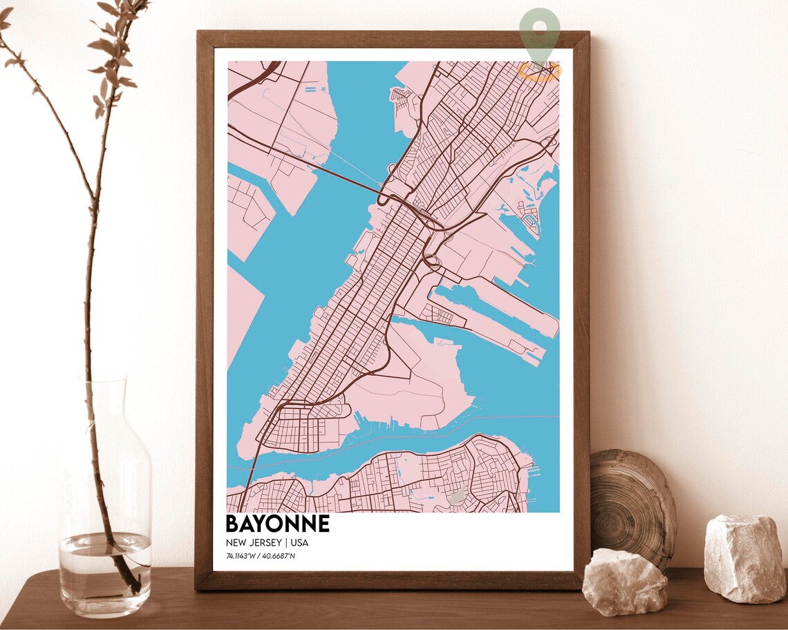 Bayonne New Jersey USA Vintage Sepia Antique City Street Poster - Image 3