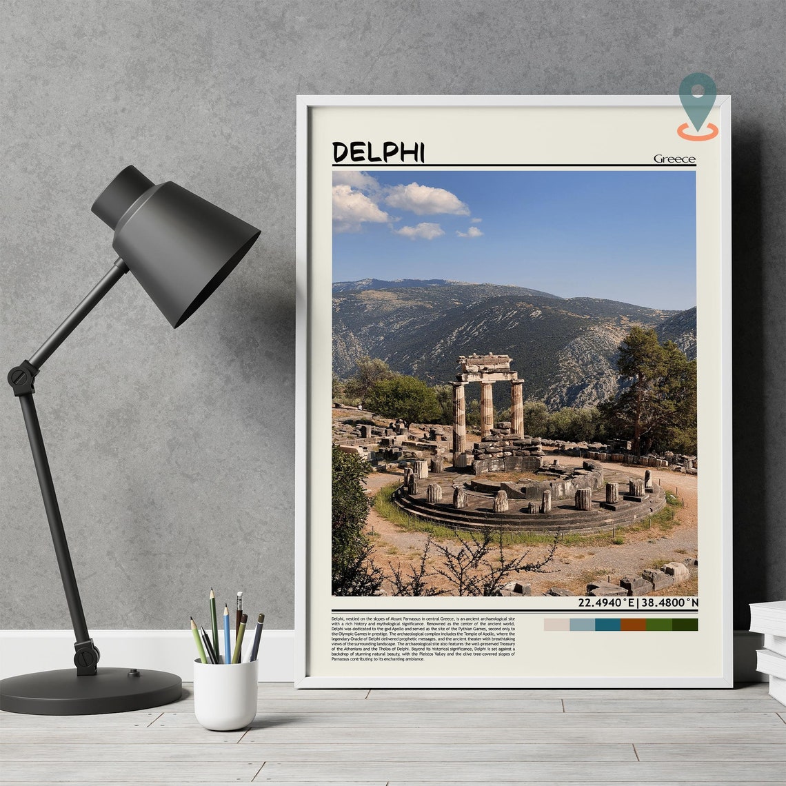 Delphi Greece Ancient Tholos Ruins Mountain Valley Photo Poster - Image 2