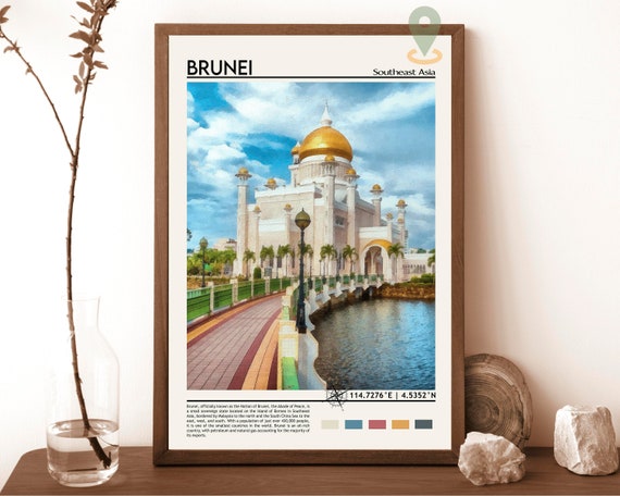 Brunei Print Brunei Poster Brunei Wall Art Brunei Travel Brunei Art Print Brunei Artwork Brunei Photo Brunei Palace Print Brunei