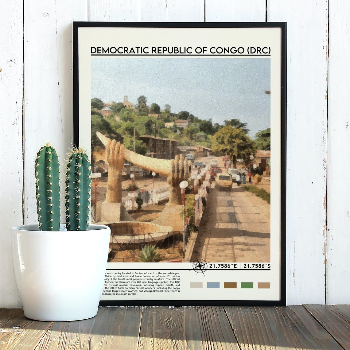 Democratic Republic of Congo Hand Sculpture Bridge Travel Poster - Image 3