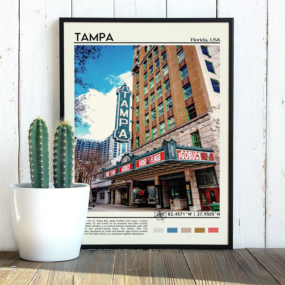 Tampa Florida Downtown Historic Theatre Marquee Street View Poster - Image 2