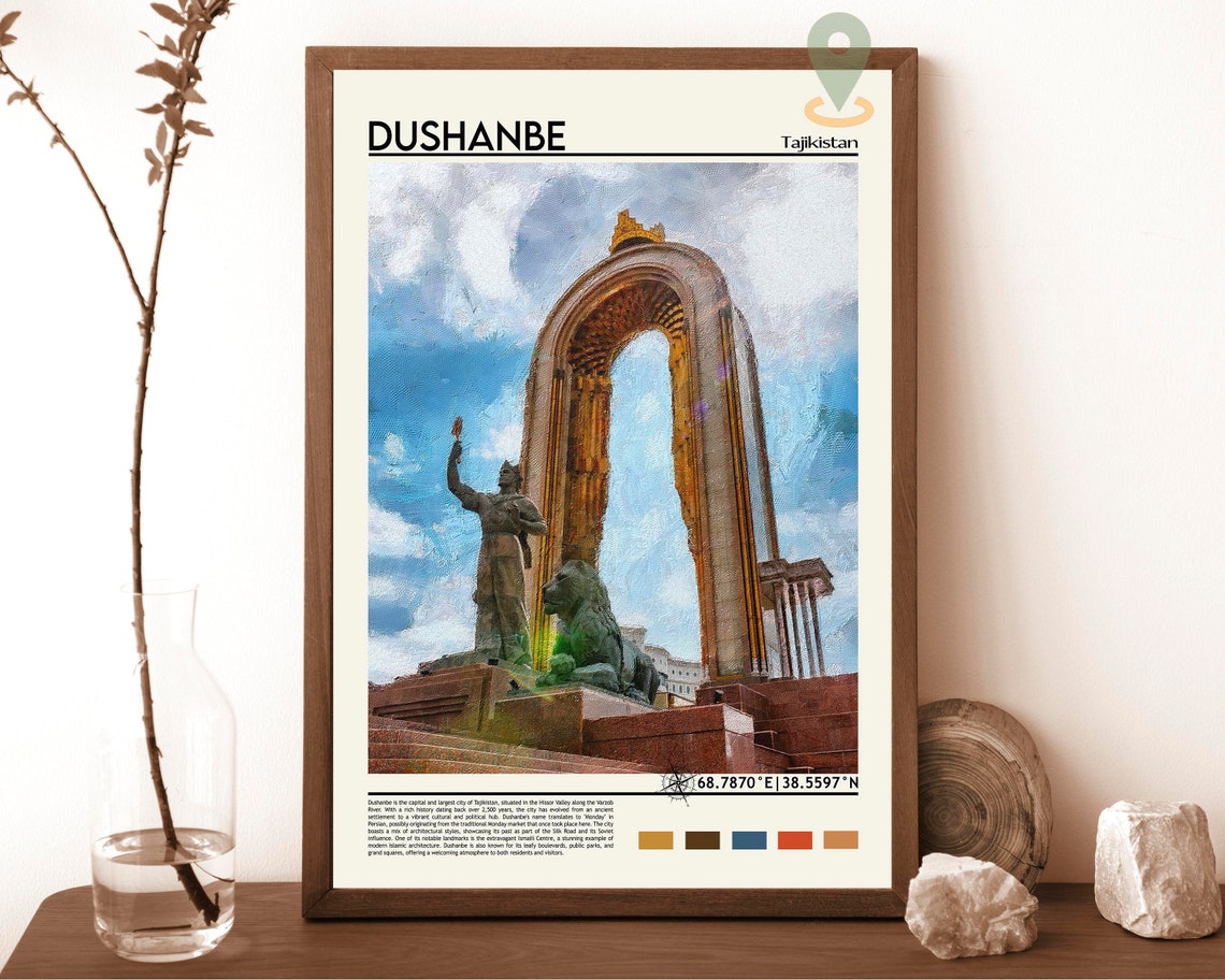 Dushanbe Tajikistan Monumental Arch Statue Landmark Art Poster