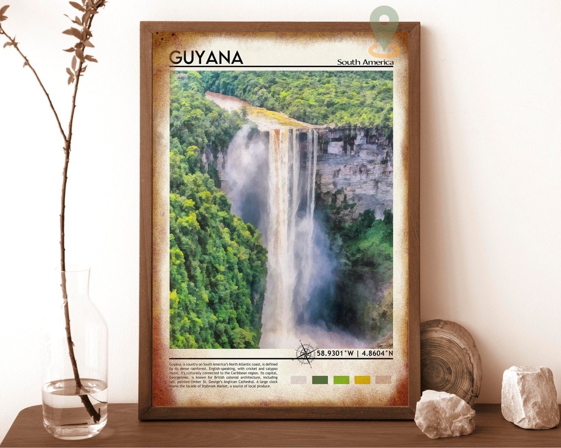 Guyana South America Rainforest Waterfall Jungle Falls Poster - Image 6