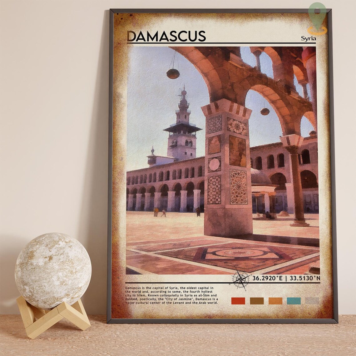 Damascus Syria Ancient Mosque Courtyard Photo Travel Wall Art - Image 3