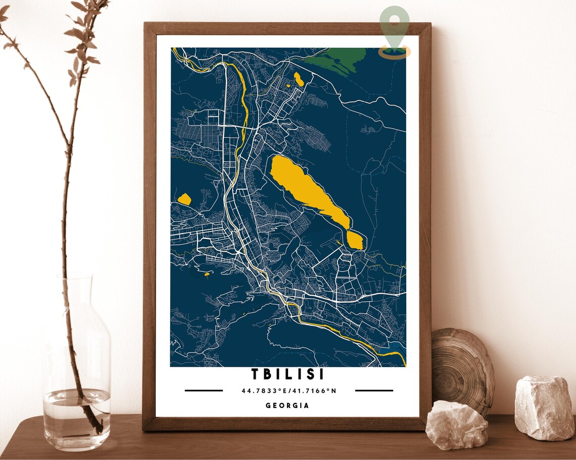 Tbilisi Georgia City Map Art Poster Black White Minimalist Decor - Image 2