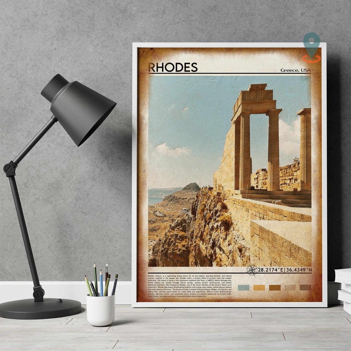 Rhodes Print Rhodes Poster Rhodes Wall Art Rhodes Travel Rhodes Art Print Rhodes Artwork Rhodes Photo Rhodes Greece Print - Image 4