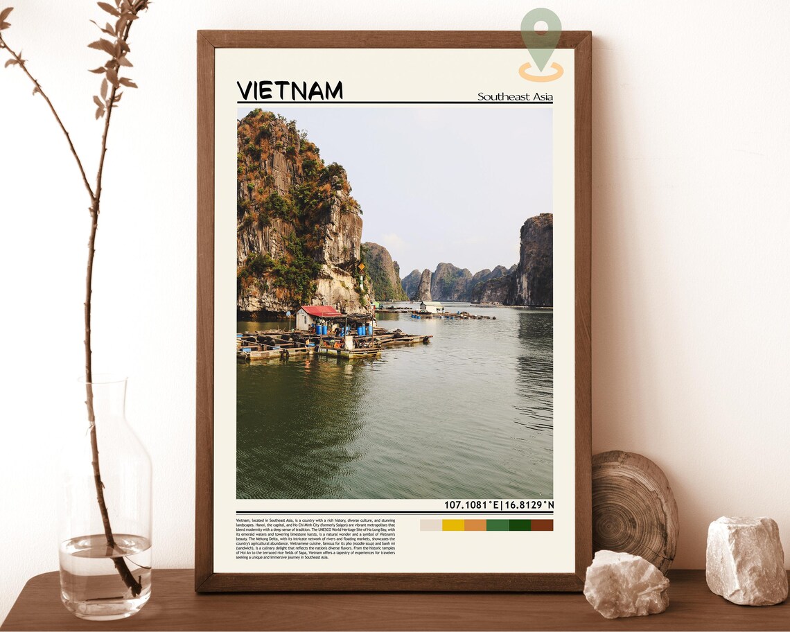 Vietnam Ha Long Bay Floating Village Limestone Karsts Poster