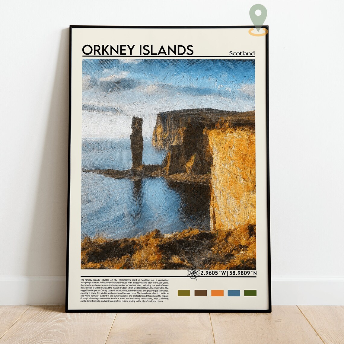 Orkney Islands Scotland Old Man Of Hoy Sea Stack Painting Poster - Image 2