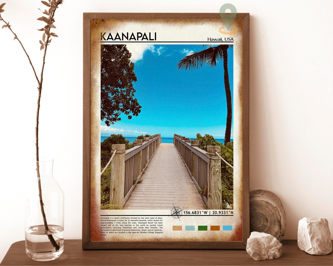 Kaanapali Maui Hawaii Beach Boardwalk Tropical Escape Poster - Image 6