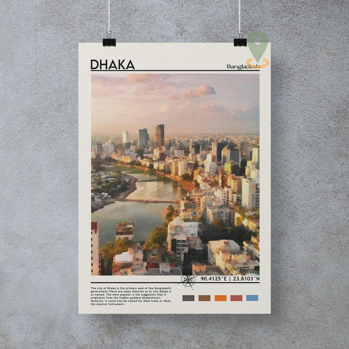 Dhaka Bangladesh City Skyline Sunset Urban Landscape Art Poster - Image 4