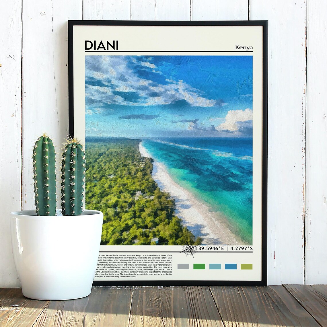 Diani Beach Kenya Turquoise Water Aerial Photo Travel Poster - Image 3