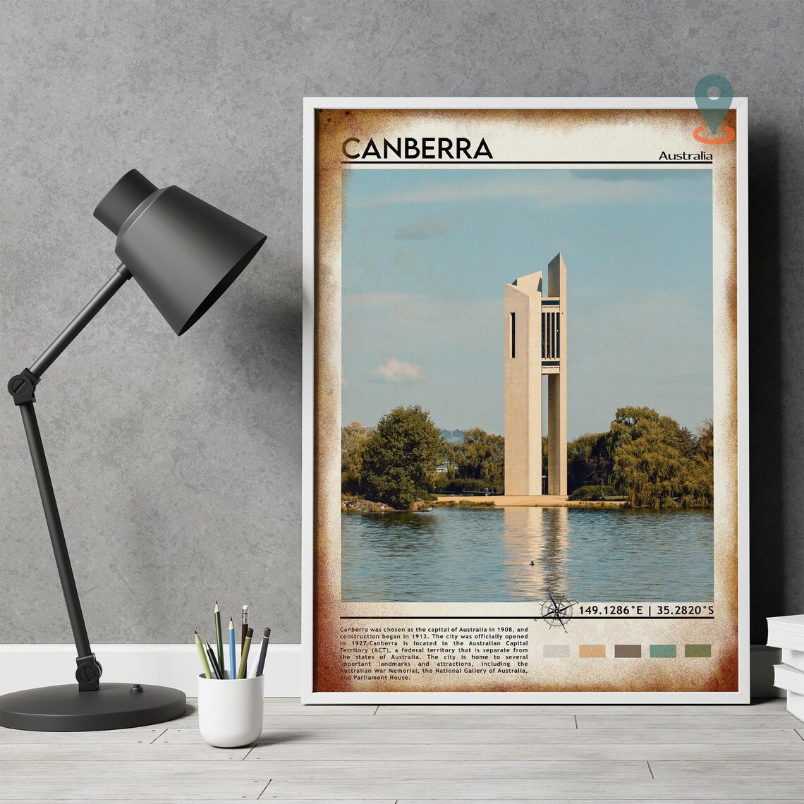 Canberra Australia Carillon Bell Tower Lake Sunset Photo Poster - Image 5