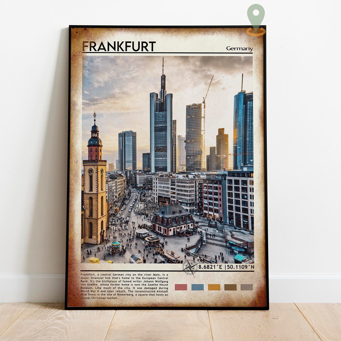 Frankfurt Germany Old Town Square Skyline Cityscape Travel Poster - Image 2