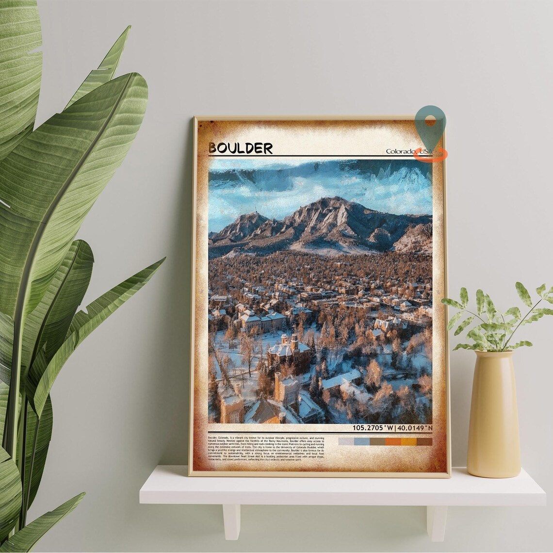 Boulder Colorado Winter Aerial View of Flatirons Peaks Poster - Image 4