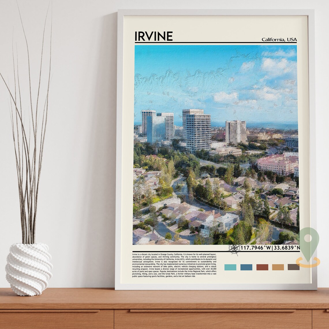 Irvine California USA City Skyline Orange County Urban Travel Poster - Image 5