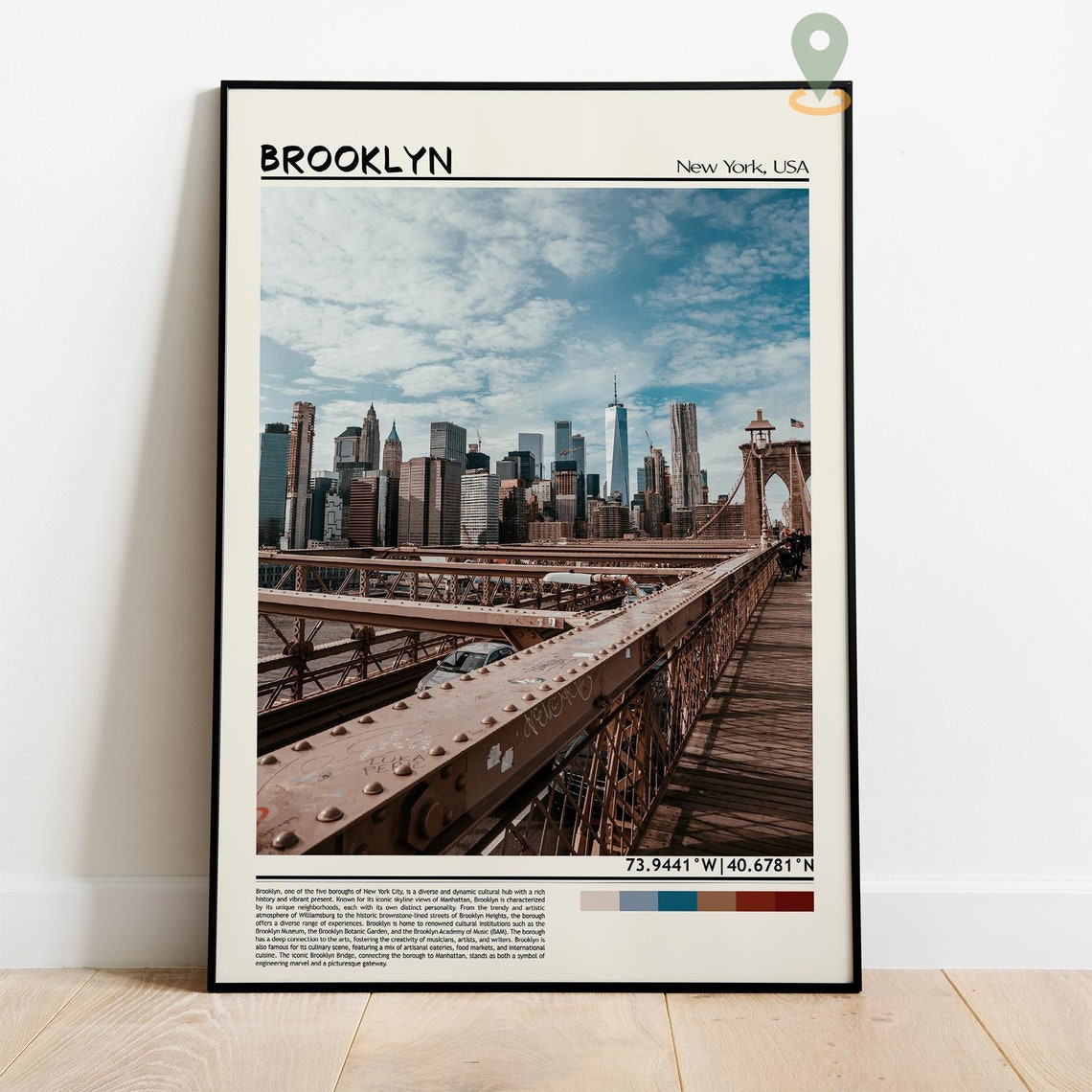 Brooklyn Bridge Manhattan Skyline Sunset Walkway View Poster - Image 2