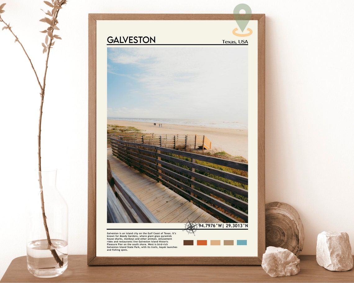 Galveston Print Galveston Art Galveston Poster Galveston Photo Galveston Poster Print Galveston Painting Texas Travel Poster