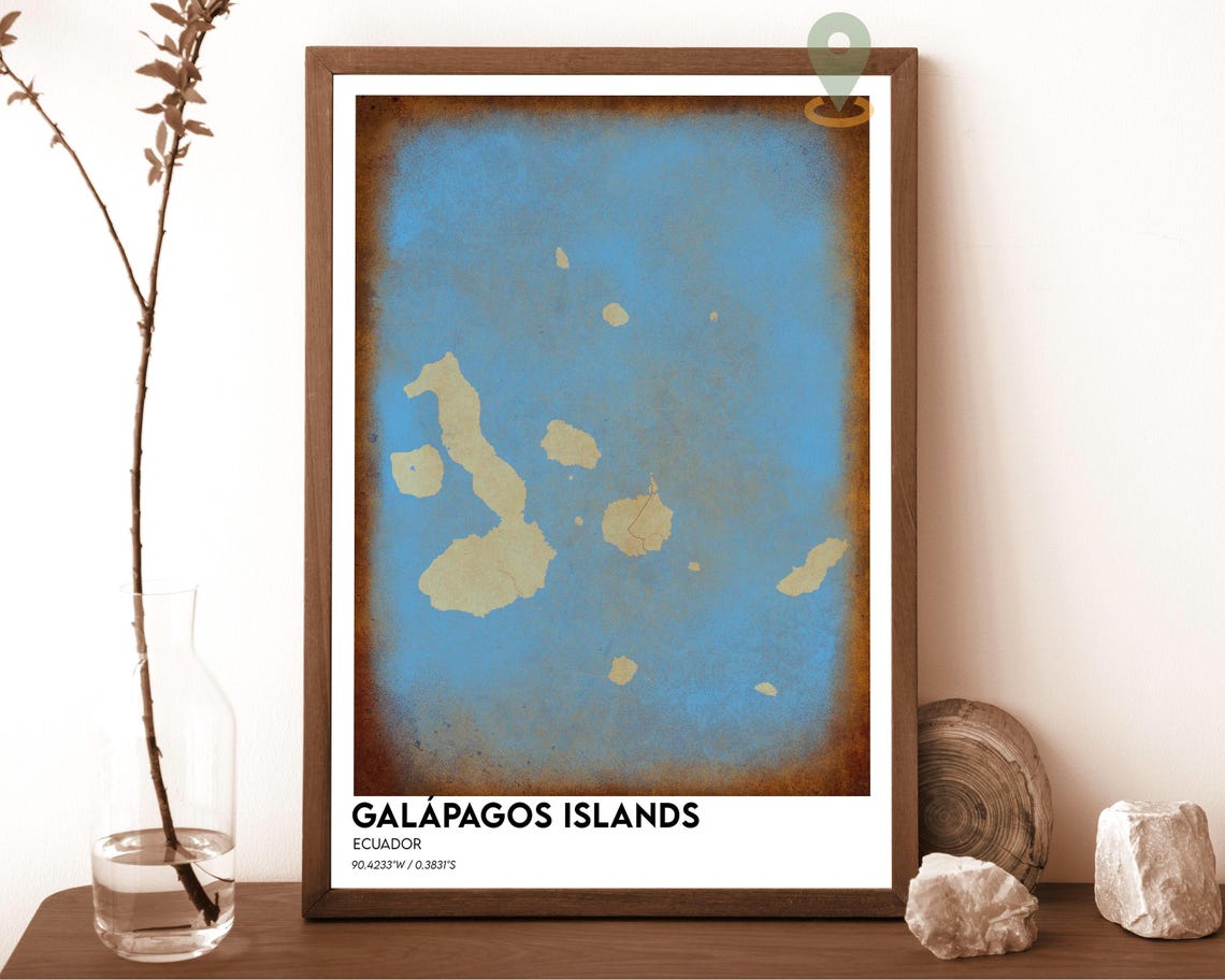 Galapagos Islands Ecuador Minimalist Archipelago Map Art Orange Poster - Image 6