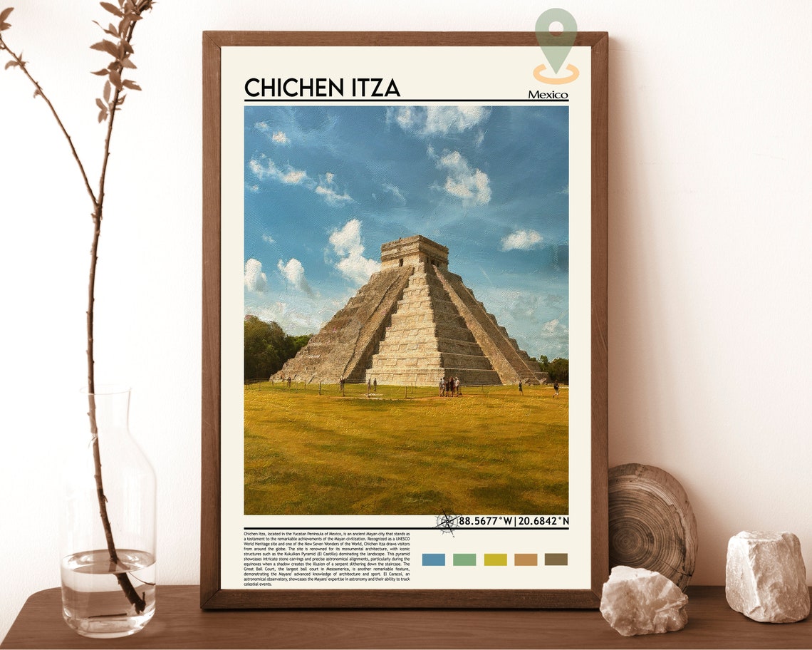 Chichen Itza Print Chichen Itza Poster Chichen Itza Wall Art Chichen Itza Travel Chichen Itza Art Print Chichen Itza Artwork Mexico