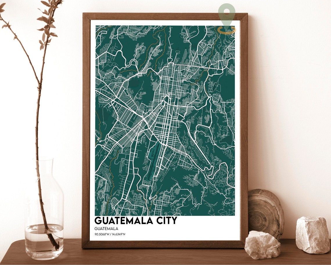 Guatemala City Guatemala Red Street Map Bold Modern Art Poster - Image 5