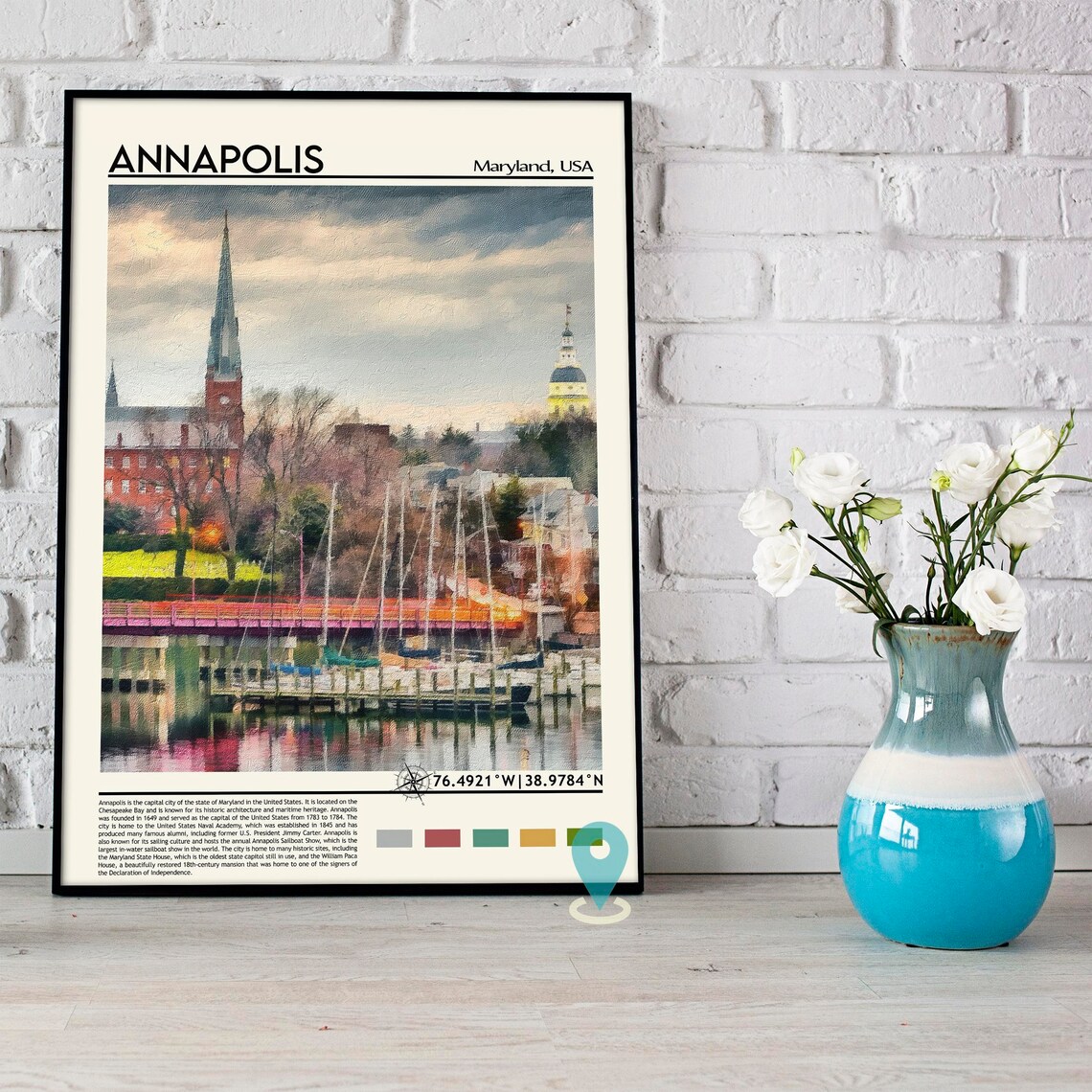 Annapolis Maryland Historic Harbor Sailboats Vintage Travel Poster - Image 5