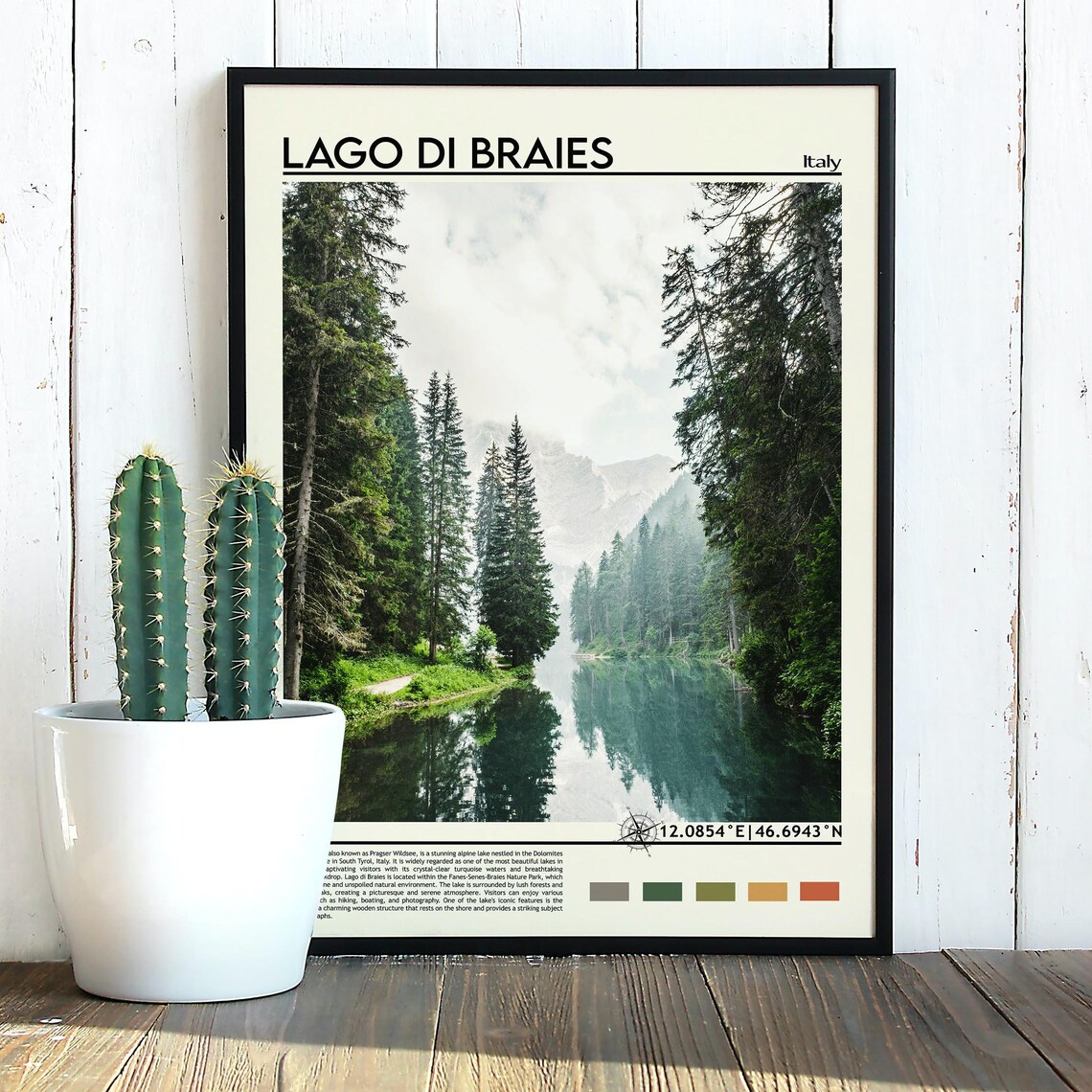 Lago di Braies Italy Dolomites Alpine Lake Pines Travel Poster - Image 5