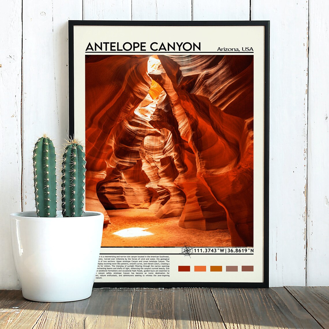 Antelope Canyon Arizona USA Fiery Red Slot Canyon Travel Poster - Image 3