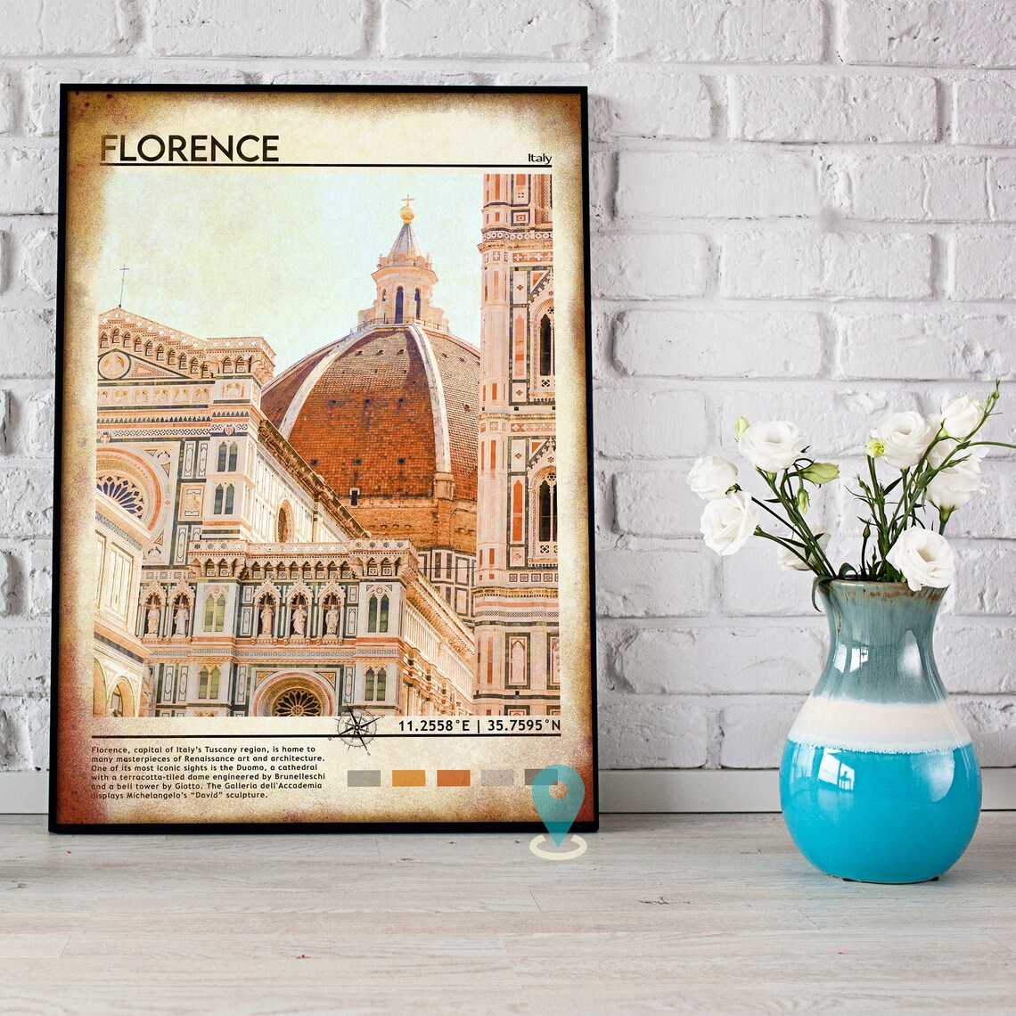 Florence Italy Duomo Brunelleschi Dome Travel Poster Renaissance - Image 3