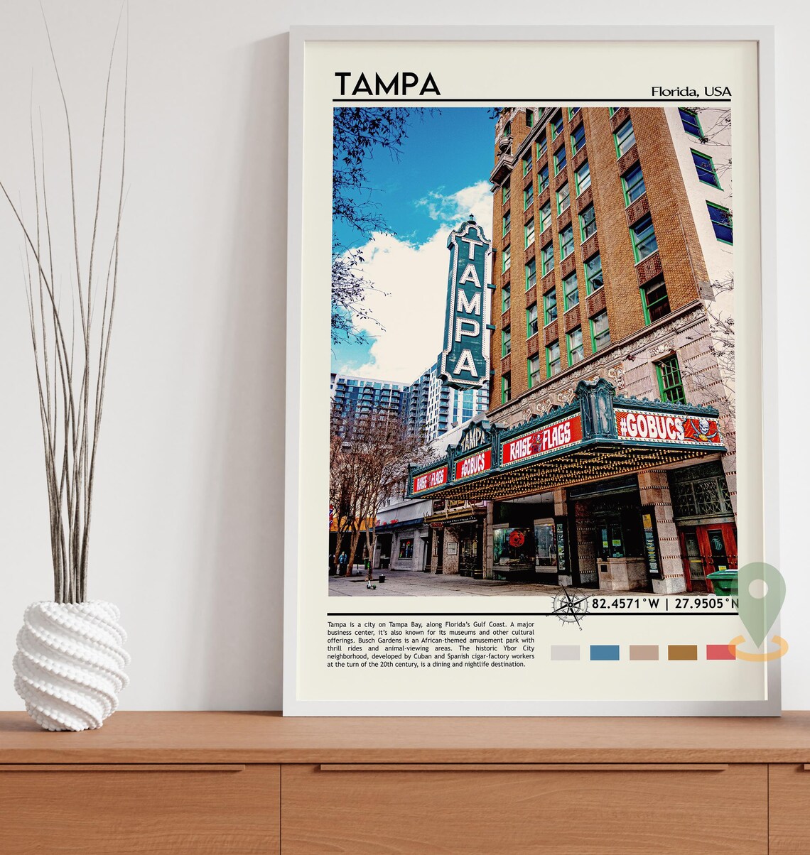 Tampa Florida Downtown Historic Theatre Marquee Street View Poster - Image 3