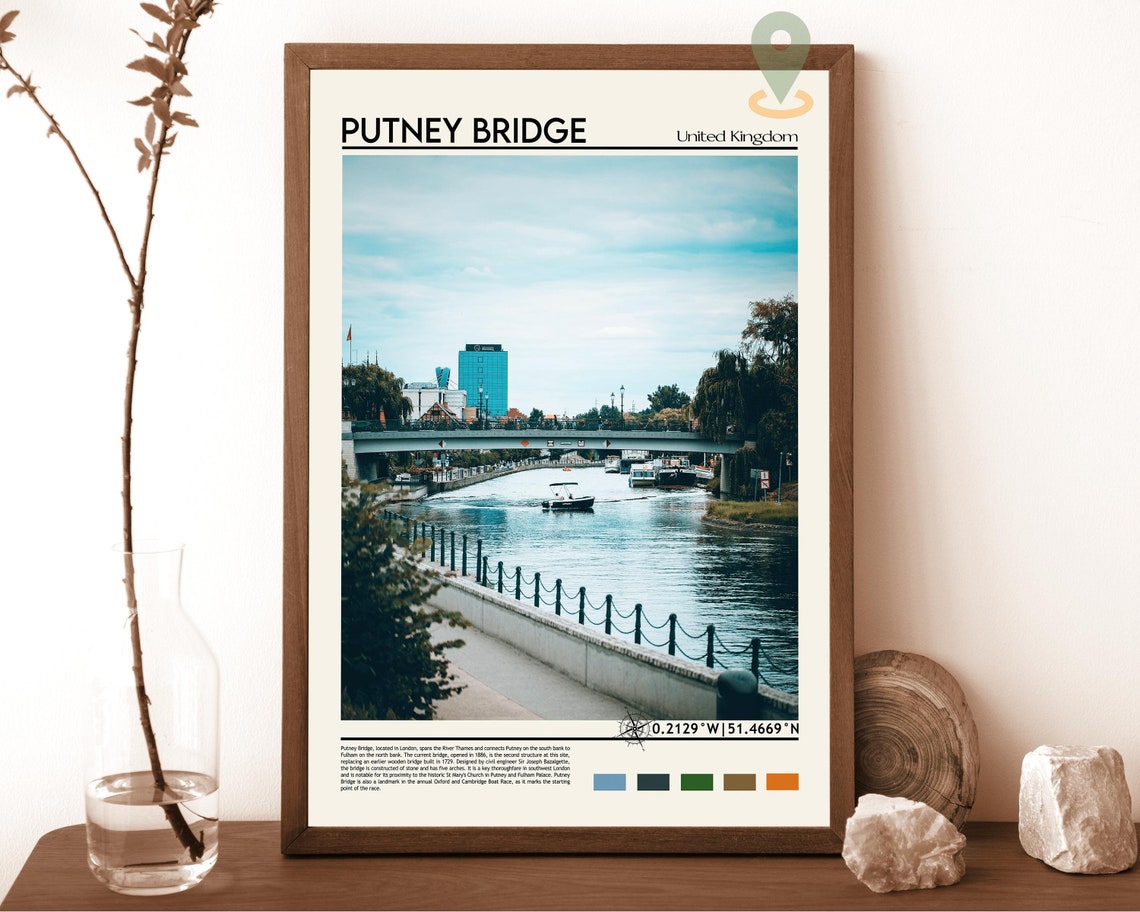 Putney Bridge London Thames River Historic Crossing Scene Poster