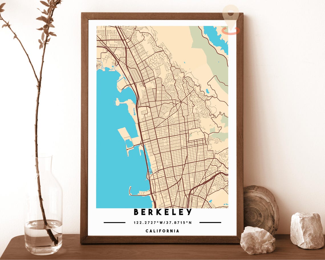 Berkeley California City Street Map Modern Poster Wall Decor - Image 3
