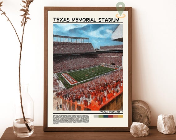 Texas Memorial Stadium Print Texas Memorial Stadium Wall Art Texas Memorial Stadium Poster Texas Memorial Stadium