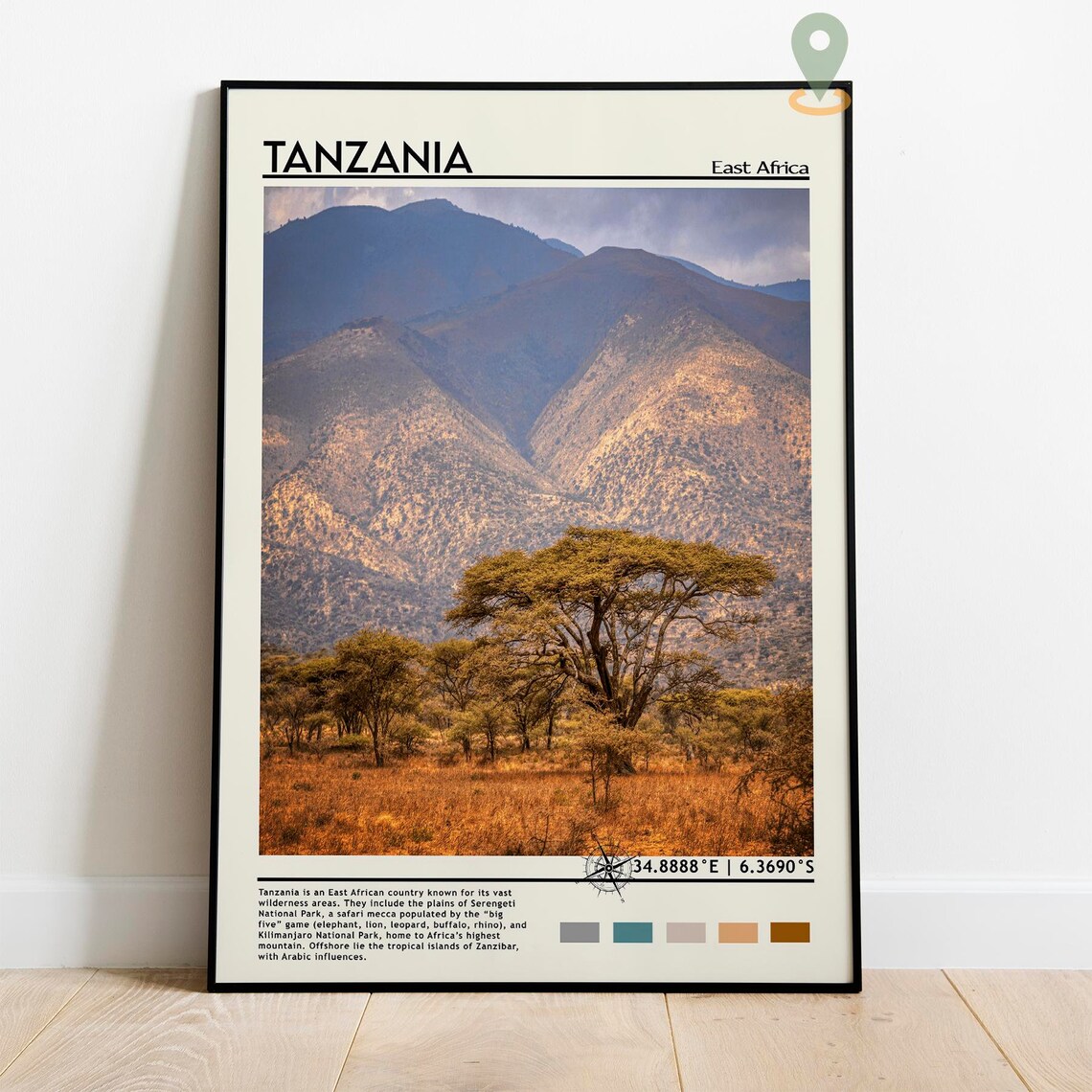 Tanzania East Africa Safari Savanna Acacia Trees Coordinate Poster - Image 3