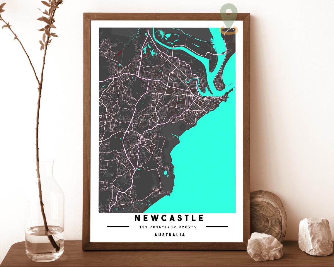 Newcastle Australia City Street Map Coastal Art Print for Australian Homes - Image 4