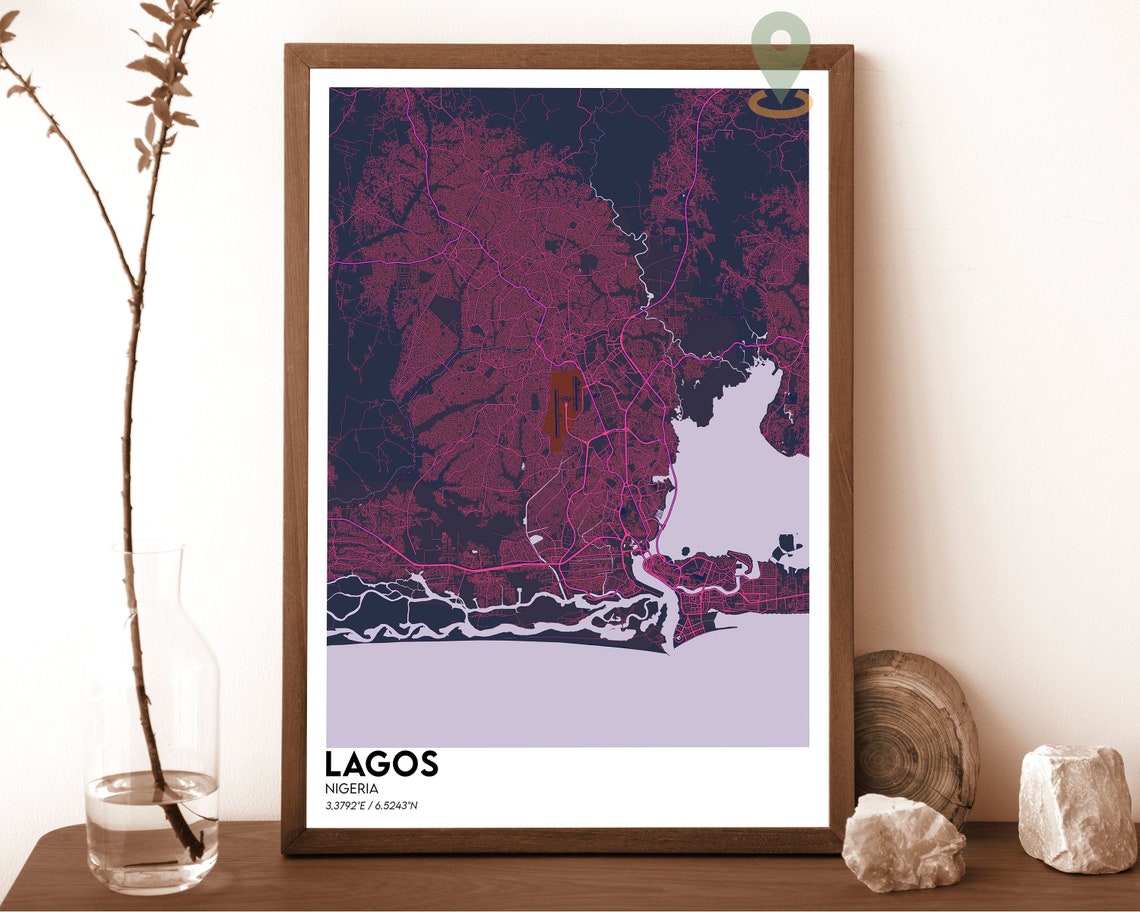 Lagos Map Lagos Map Print Lagos City Map Lagos Wall Art Lagos Travel Poster Lagos Poster Lagos Photo Lagos City Nigeria Poster - Image 2
