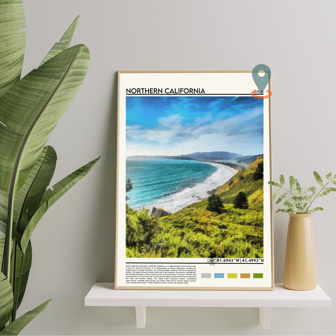 Northern California USA Pacific Coast Cliffs Ocean View Poster - Image 2