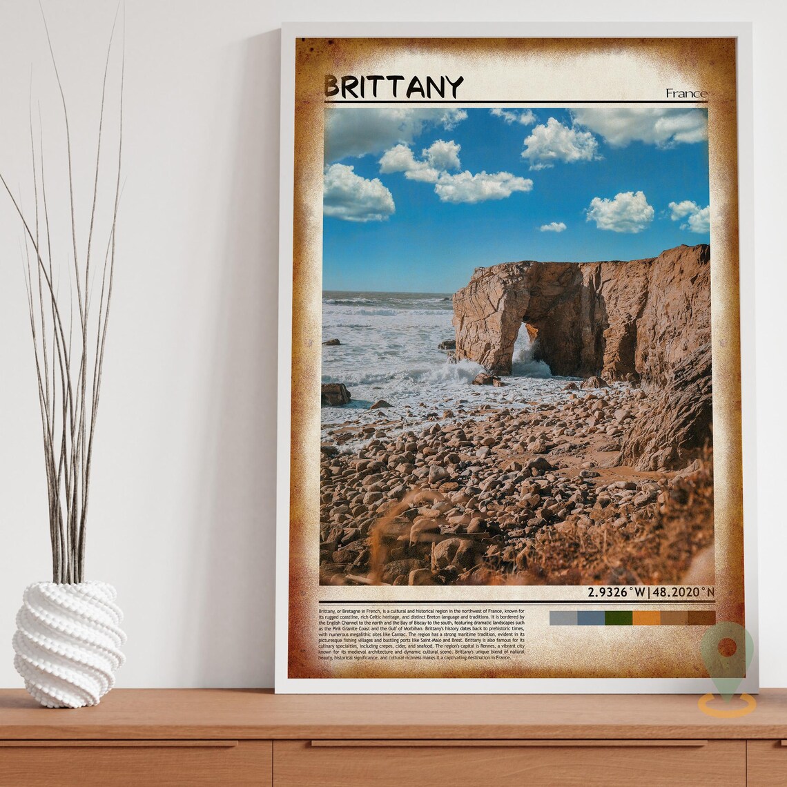 Brittany France Rugged Rocky Coastline Sea Arch Ocean Poster - Image 3