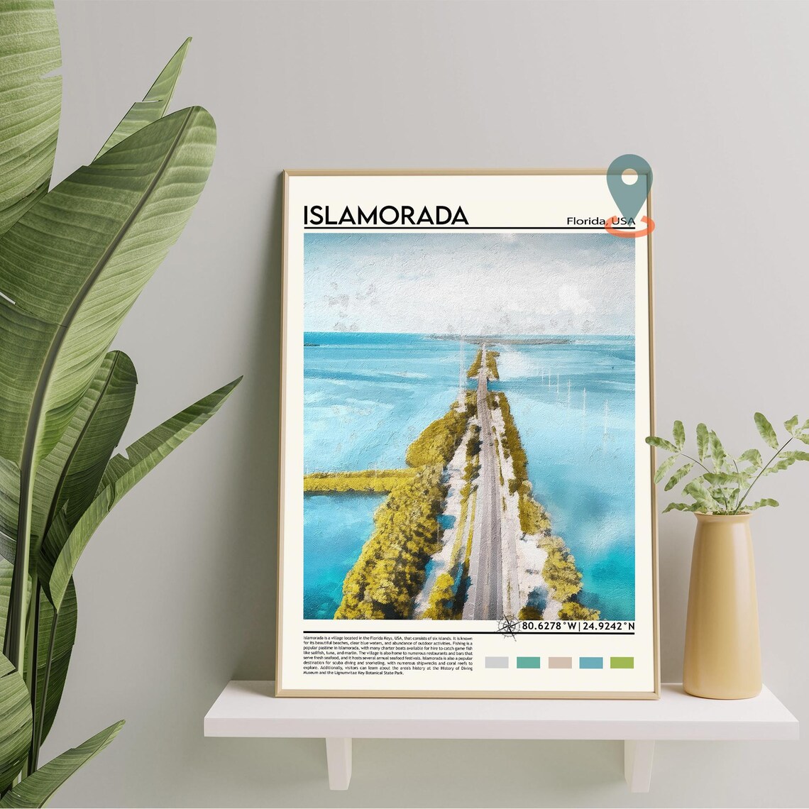 Islamorada Florida Overseas Highway Aerial Travel Poster Keys View - Image 2