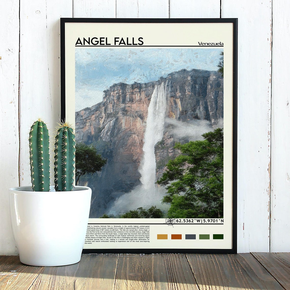 Angel Falls Venezuela Tallest Waterfall Jungle Cliffs Travel Poster - Image 3