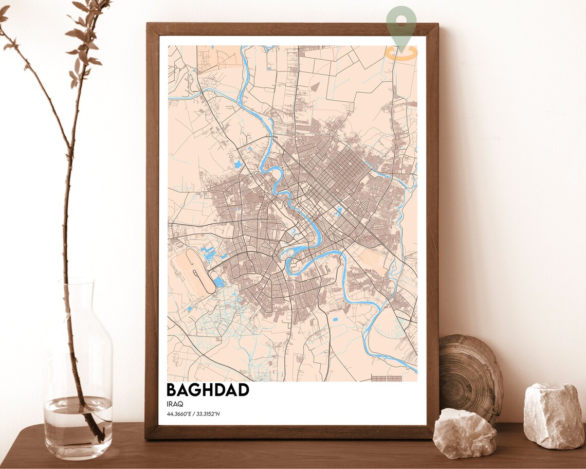 Baghdad Iraq City Map Dark Tigris River Street Network Poster - Image 4